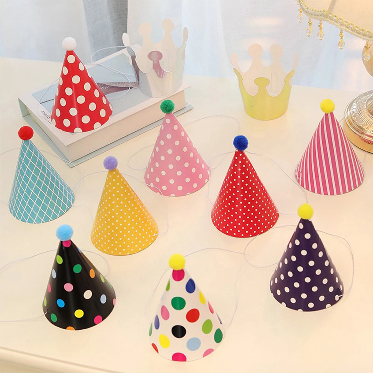 Party Hat Cone - 11 szt. Trąbka urodzinowa kapelusz urodzinowy