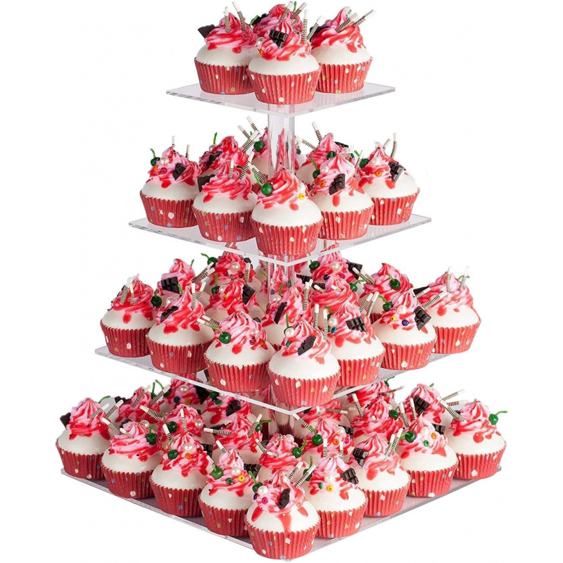 Cupcake Stand Tier - Stojak na babeczki YestBuy, 4-poziomowy, akrylowy,