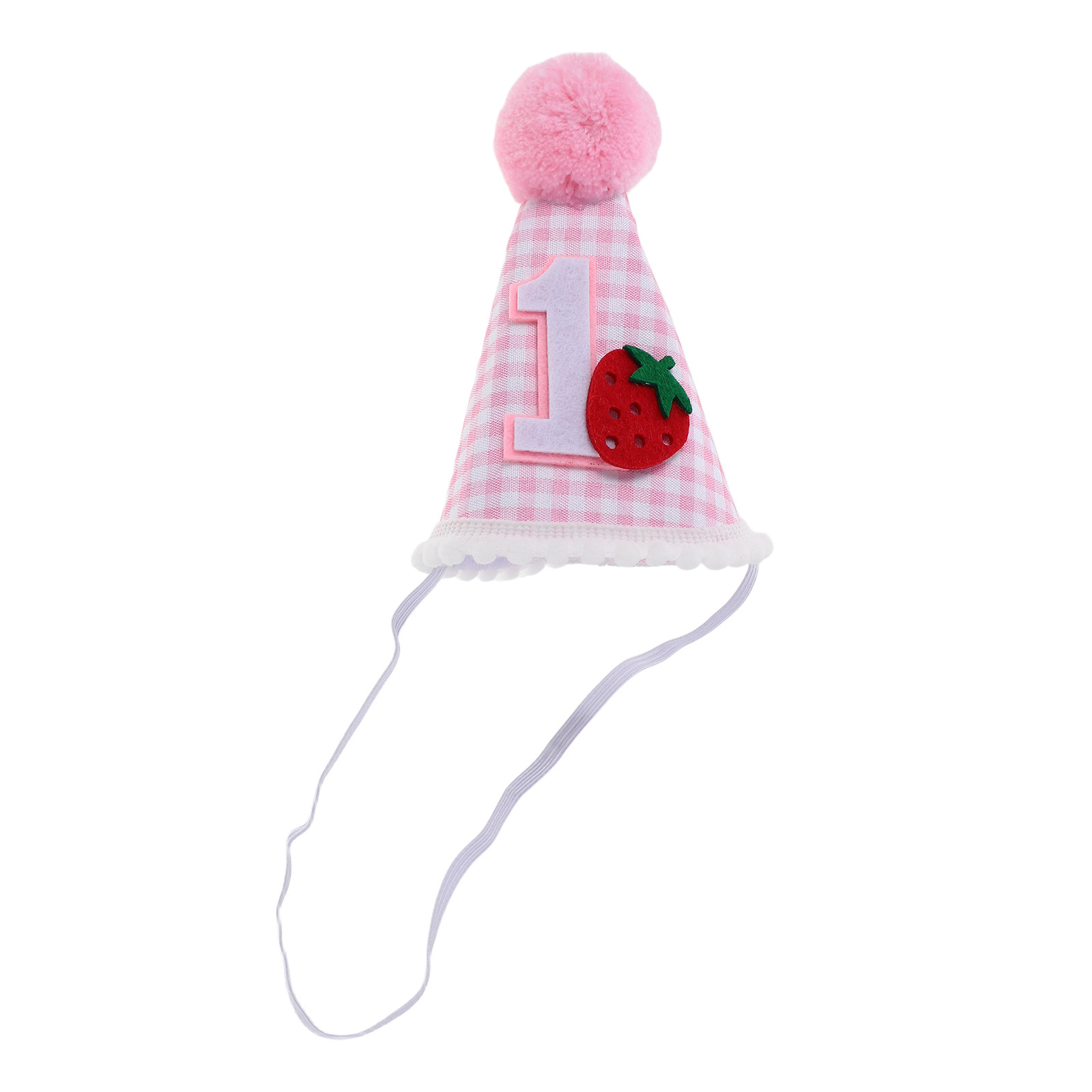 Party Hat Cone - Różowa czapka urodzinowa w kształcie truskawkowego
